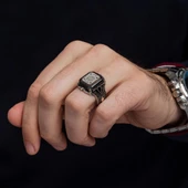 Süleyman Mührü Kare Desenli 925 Gümüş Erkek Yüzük thumbnail 6