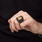 Kare Sarı Sitrin Taşlı 925 Gümüş Yüzük thumbnail 4