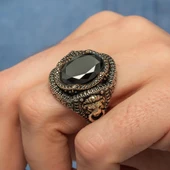 Aslan Kapı Tokmak Modeli Siyah Taşlı 925 Gümüş Yüzük thumbnail 6