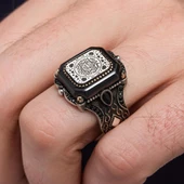 Süleyman Mührü Kare Desenli 925 Gümüş Erkek Yüzük thumbnail 9