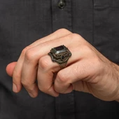 Siyah Taşlı 925 Gümüş Erkek Yüzük thumbnail 4