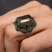 Siyah Taşlı 925 Gümüş Erkek Yüzük thumbnail 3