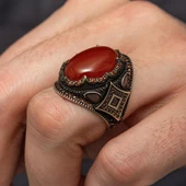 Akik Taşlı Oval 925 Gümüş Erkek Yüzük thumbnail 3