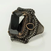 Siyah Taşlı 925 Gümüş Erkek Yüzük thumbnail 8