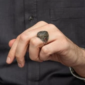 Sarmaşık Desenli 925 Gümüş Erkek Yüzük thumbnail 4