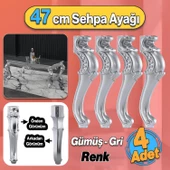 Gümüş Gri Renk 4 Adet Valenta Plastik Sehpa Ayağı 47 cm Mobilya Zigon Çay Orta Sehpası Ayak Ayaklar - 1
