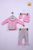 Babyhola %100 Pamuk Bebek Yenidoğan Kareli Zıbın Takım 5'li Set 0-3 Ay Hastane Çıkışı 24120 - 1