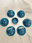 Den Tasarım Hediyelik Nazar Boncuğu El işlemesi 6 Kişilik Kahve Fincan Seti Mavi thumbnail 2