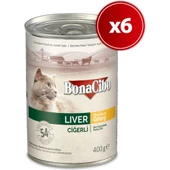 BonaCibo Soslu Ciğerli Yaş Kedi Maması 400 gr X6 Adet - 1