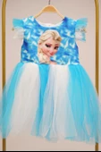 KIZ ÇOCUĞU ELSA DESENLİ ELBİSE ABİYE - 1