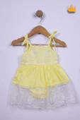 Babyhola 3-12 Ay %100 Pamuk Güpürlü İp Askılı Elbise Badi Body 3019 - 1