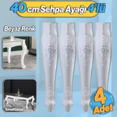 Rosa 4 Adet Plastik Sehpa Ayağı 40 cm Beyaz Renk Orta Ayak Zigon Sehpa Mobilya Masa Ayakları Beyaz thumbnail 1