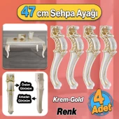 Plastik Krem Altın 4 Adet Valenta Sehpa Ayağı 47 cm Mobilya Zigon Çay Orta Sehpası Ayak Ayakları - 1