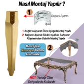 Rosa 4 Adet Plastik Sehpa Ayağı 40 cm Gold Altın Renk Orta Ayak Zigon Sehpa Mobilya Masa Ayakları - 5