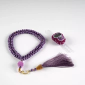 Boncuklu Zikirmatik + Tesbih Hediye Seti (Mor) - 2