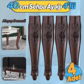 Rosa 4 Adet Plastik Sehpa Ayağı 40 cm Ahşap Desenli Renk Orta Ayak Zigon Sehpa Mobilya Masa Ayakları - 1
