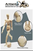 Ahşap İnsan Modeli 20 cm 1 Adet İnsan Figürlü Ahşap Model Manken Resim Ressam Eğitimi Tahta Adam Kukla Stilist - 4
