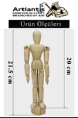 Ahşap İnsan Modeli 20 cm 1 Adet İnsan Figürlü Ahşap Model Manken Resim Ressam Eğitimi Tahta Adam Kukla Stilist - 2