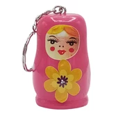 Ahşap Matruşka Bebek Anahtarlık Pembe 5cm Büyük Boy - 1
