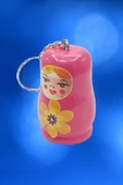 Ahşap Matruşka Bebek Anahtarlık Pembe 5cm Büyük Boy - 6