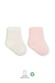 Bistyle Puan Derby Penye Soket Çorap 2'Li BS10103 Pembe Ekru - 1