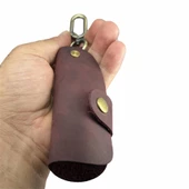 Hakiki Deri Slim Anahtarlık Crazy Bordo - 2