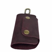 Hakiki Deri Tasarım Anahtarlık Crazy Bordo - 6