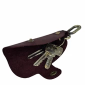Hakiki Deri Slim Anahtarlık Crazy Bordo - 3