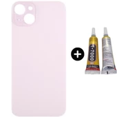 iPhone 15 Plus Uyumlu Arka Pil Batarya Kapak Pembe + B7000 - 1