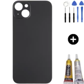 iPhone 15 Plus Uyumlu Arka Pil Batarya Kapak Siyah + Montaj Seti - 1