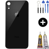 iPhone XR Uyumlu Arka Pil Batarya Kapak Siyah + Montaj Seti - 1