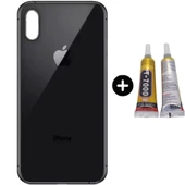 iPhone XS Uyumlu Arka Pil Batarya Kapak Siyah + B7000 - 1