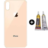 iPhone XS Max Uyumlu Arka Pil Batarya Kapak Gold + B7000 - 1