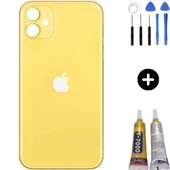 iPhone 11 Uyumlu Arka Pil Batarya Kapak Sarı + Montaj Seti - 1