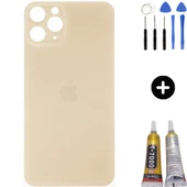 iPhone 11 Pro Uyumlu Arka Pil Batarya Kapak Gold + Montaj Seti - 1