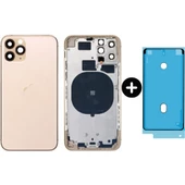 iPhone 11 Pro Max Uyumlu Boş Kasa Gold + Sıvı Ve Toz Bandı - 1