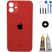 iPhone 12 Uyumlu Arka Pil Batarya Kapak Kırmızı + Montaj Seti - 1