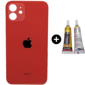 iPhone 12 Uyumlu Arka Pil Batarya Kapak Kırmızı + B7000 - 1
