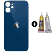 iPhone 12 Mini Uyumlu Arka Pil Batarya Kapak Mavi + B7000 - 1