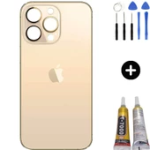 iPhone 13 Pro Uyumlu Arka Pil Batarya Kapak Gold + Montaj Seti - 1