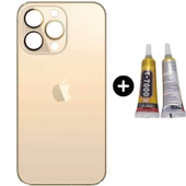 iPhone 13 Pro Max Uyumlu Arka Pil Batarya Kapak Gold + B7000 - 1