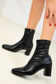 Feles Kadın Dikiş Detaylı Arkası Fermuarlı Streç Topuklu Kadın Bot thumbnail 4