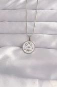 316L Çelik Gümüş Renk Beyaz Mineli Karışık Figürlü Tarot Kolye - TJ-BKO9052 - 1