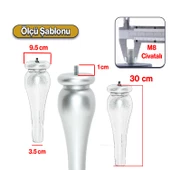 Sembol Plastik Sehpa Ayağı 30 cm Gümüş Gri 1 Adet Mobilya Çay Orta Sehpası M8 Civatalı Ayak Ayaklar - 2