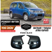 Peugeot Rifter 2019 Sonrası Uyumlu Batman Yarasa Ayna Kapağı Piano Black ABS Plastik Sağ Sol Takım thumbnail 1