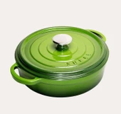 Sürel Degrade Koyu Yeşil 28cm Yuvarlak Sığ Demir Döküm Tencere - 1