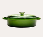 Sürel Degrade Koyu Yeşil 28cm Yuvarlak Sığ Demir Döküm Tencere - 2