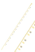 Gümüş altın yaldızlı zirkon taşlı mekik pullu halhal SGTL10548GOLD - 1