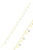 Gümüş altın yaldızlı zirkon taşlı dilim pullu halhal SGTL10546GOLD - 1
