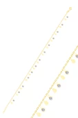 Gümüş altın yaldızlı zirkon taşlı damla pullu halhal SGTL10550GOLD - 1